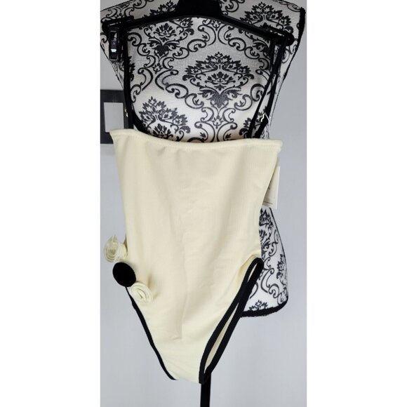 SAME LOS ANGELES One Piece Swimsuit Womens Color Beige Sz XSmall Flower Beige - Picture 1 of 10